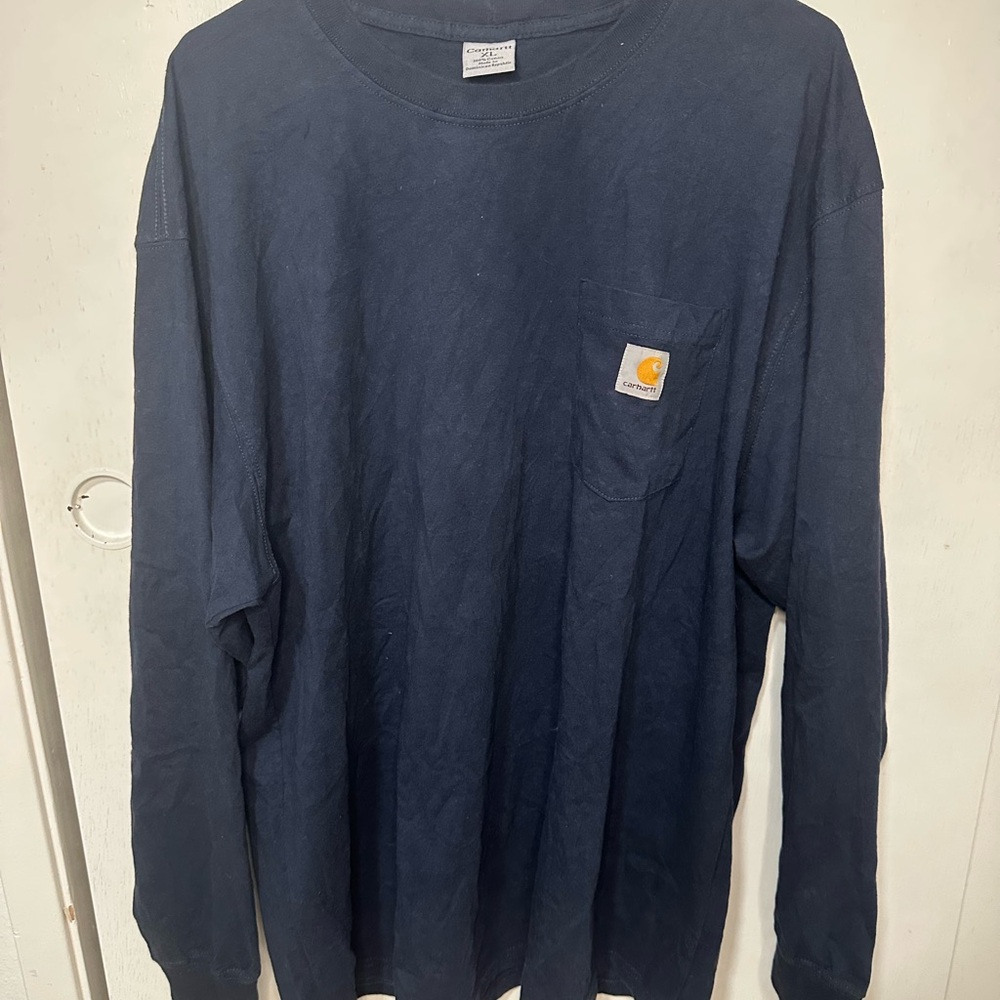 Carhartt XL Navy Long Sleeve Pocket Tee Vintage Workwear 90s Y2K